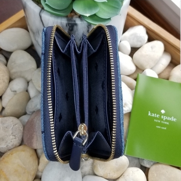 LAST 1💥 Kate Spade Quilted Denim Dani Blue Wallet - Picture 2 of 4